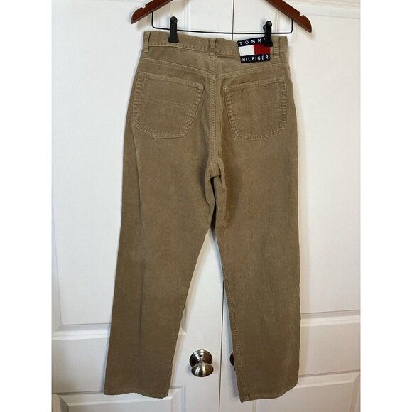 Y2K Tommy Hilfiger Corduroy Pants Womens 6 Brown Patch Logo - Picture 5 of 6